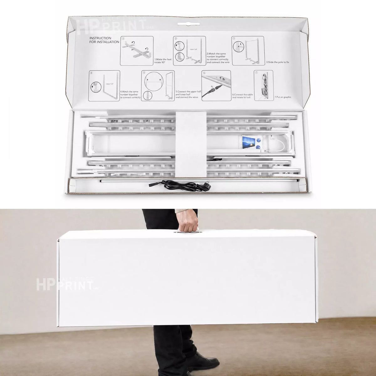 Backlit Standee box with manual