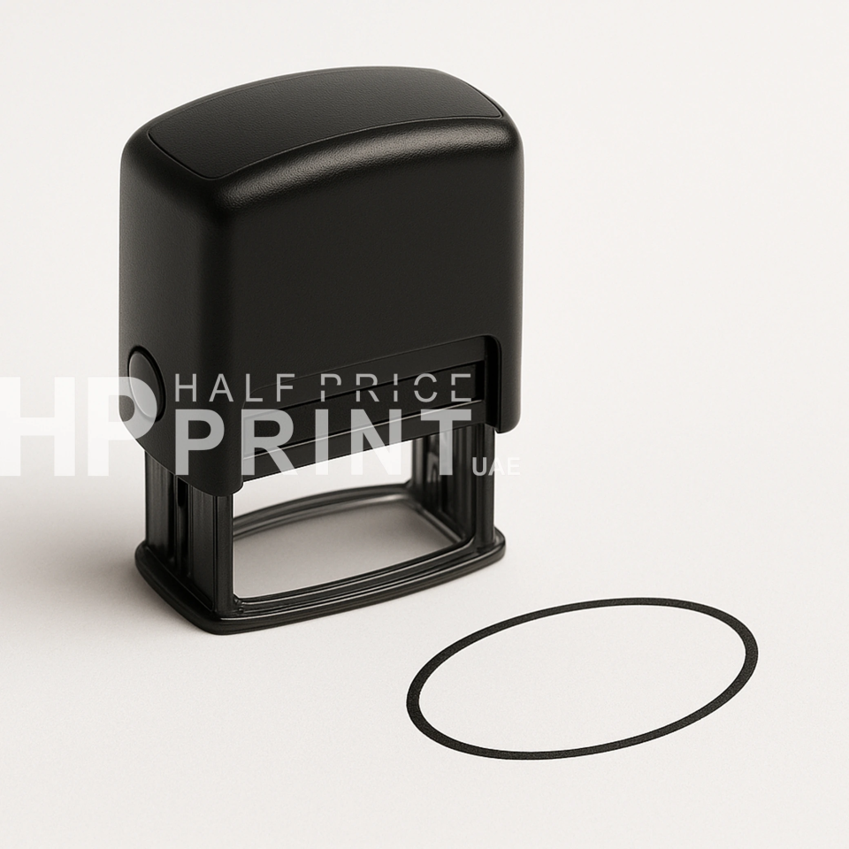 Black self-inking stamp with a rubber pad on a white background, featuring 'HIP PRINT' branding.
