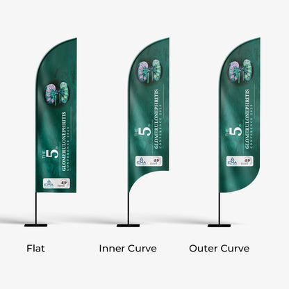 Three green banners with different curve styles on a white background