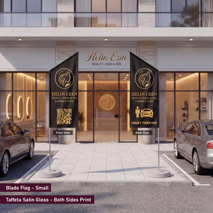 Helin Erin beauty salon with blade flags in front